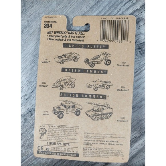 [NEW] 1991 Hot Wheels OSCAR MAYER WIENERMOBILE Blue Card #204 Model Black Wheels - Picture 3 of 4